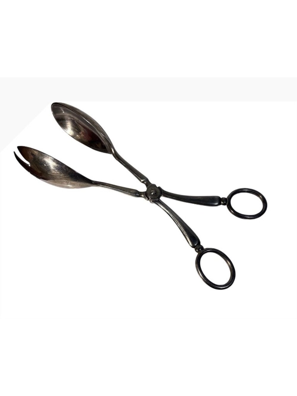 Vintage Salad Tongs With Scissor Grip EP Zinc Alloy Silver Plated